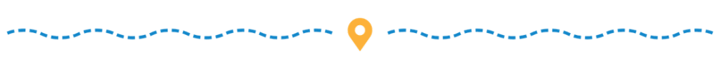 Blue dashed wavy line with a yellow location pin icon in the center on a light background.
